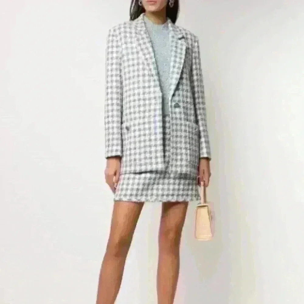 Sandro Paris Caliana Tweed Jacket Blazer Blue Size 12